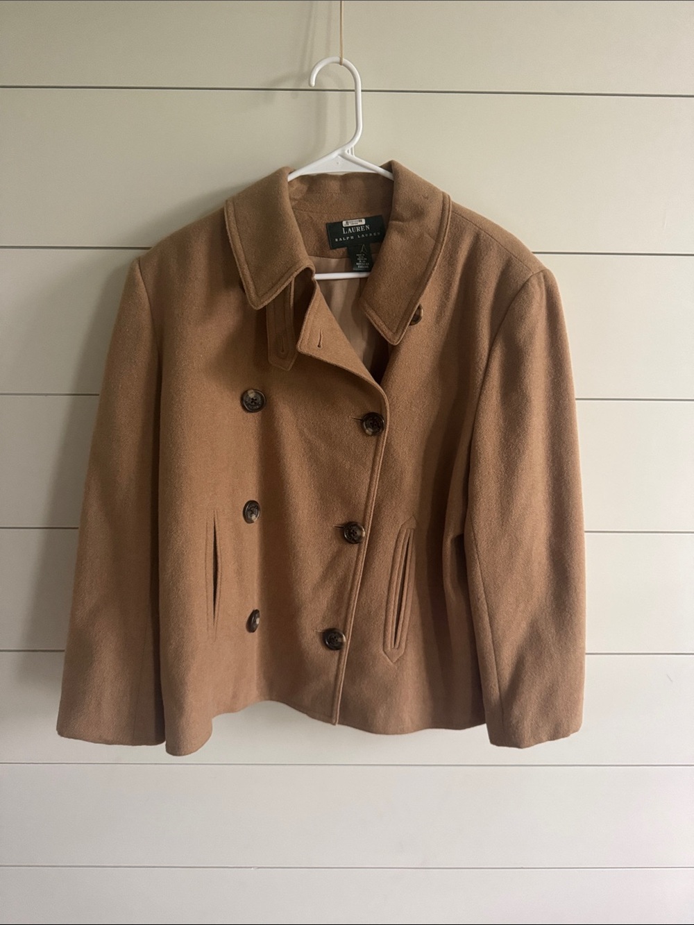 Lauren Ralph Lauren Tan Double-Breasted Camel Hair Jacket